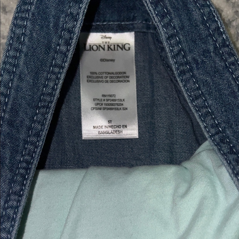 Disney Blue Denim Overalls with Lion King Patch - Picture 5 of 6
